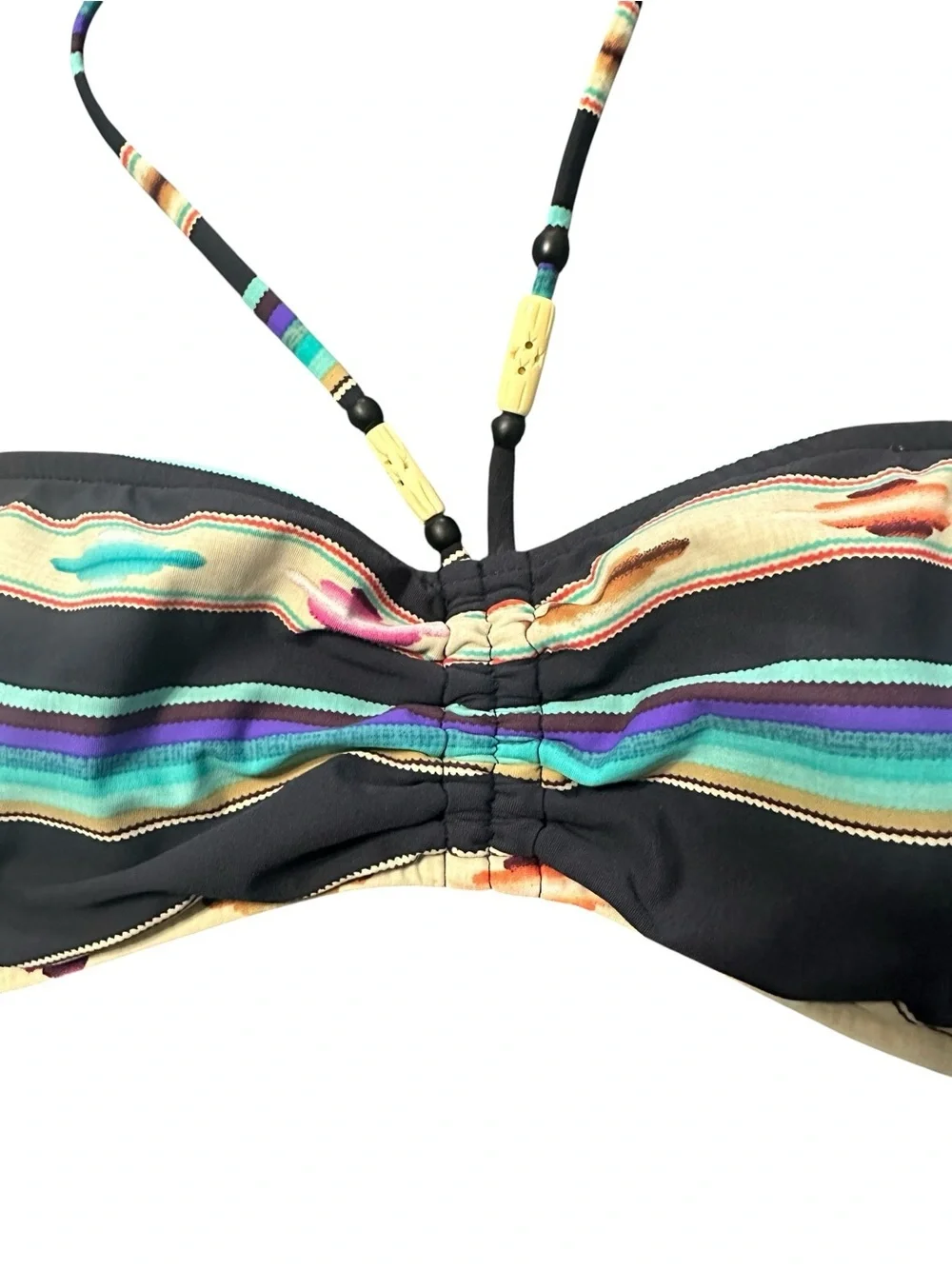 Ralph Lauren Amara stripe bandeau swim top m